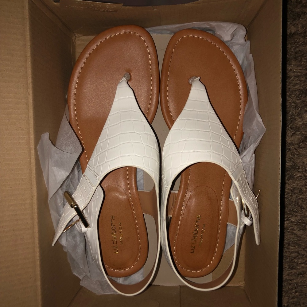 White Liz Claiborne Heel Sandals - Size 8